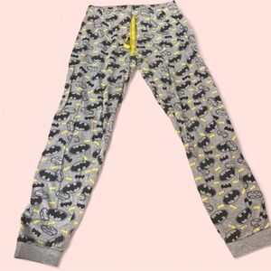 Gray Batman Logo Kids Pajama Pants - Yellow Accents